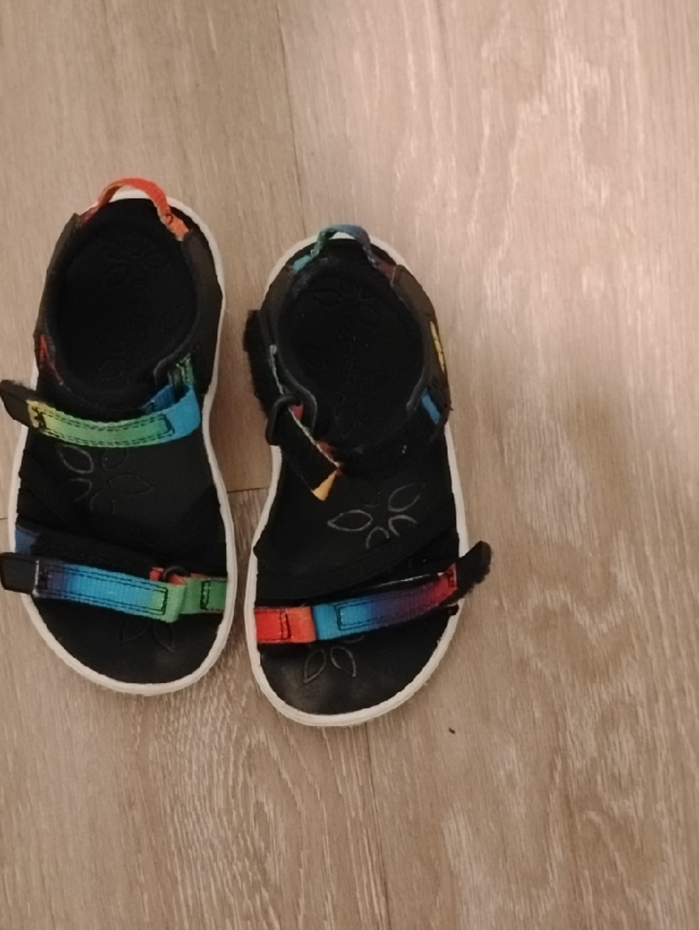 Keen Kids Black Sandals with Rainbow Straps